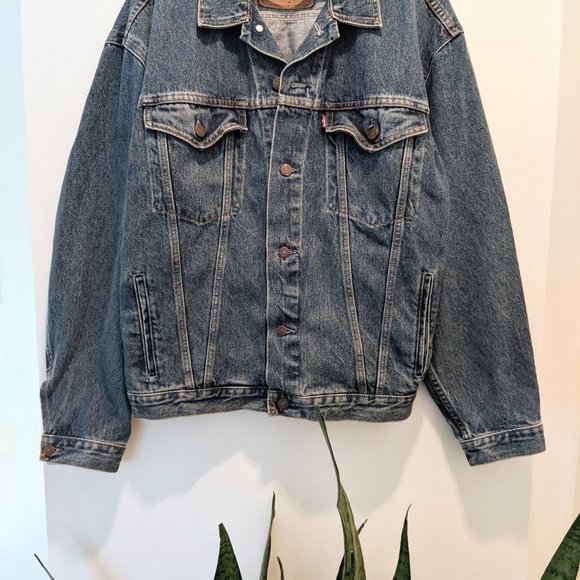 Vintage Original Red Label Levi's oversized 80s Jeans Jacket M - Picture 2 of 5